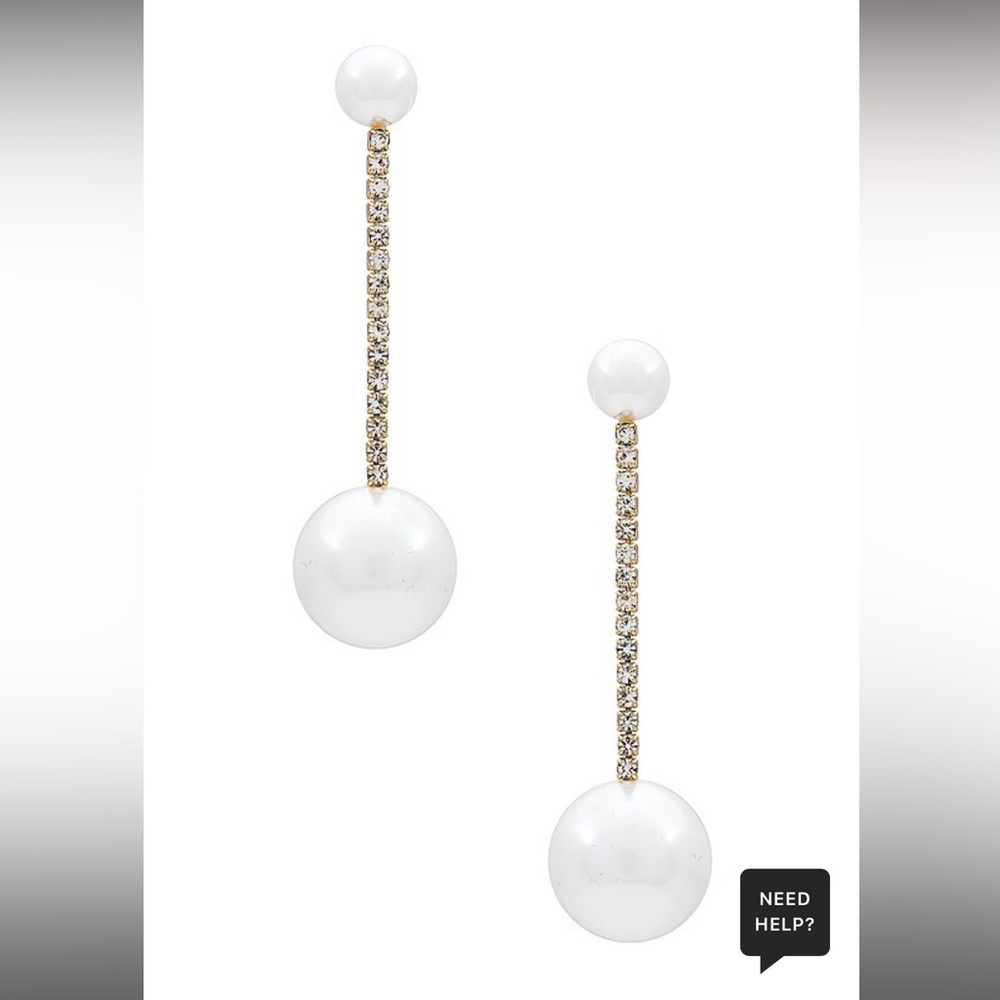 SHASHI NEW Pave Pearl Drop Earring in Gold/Silver